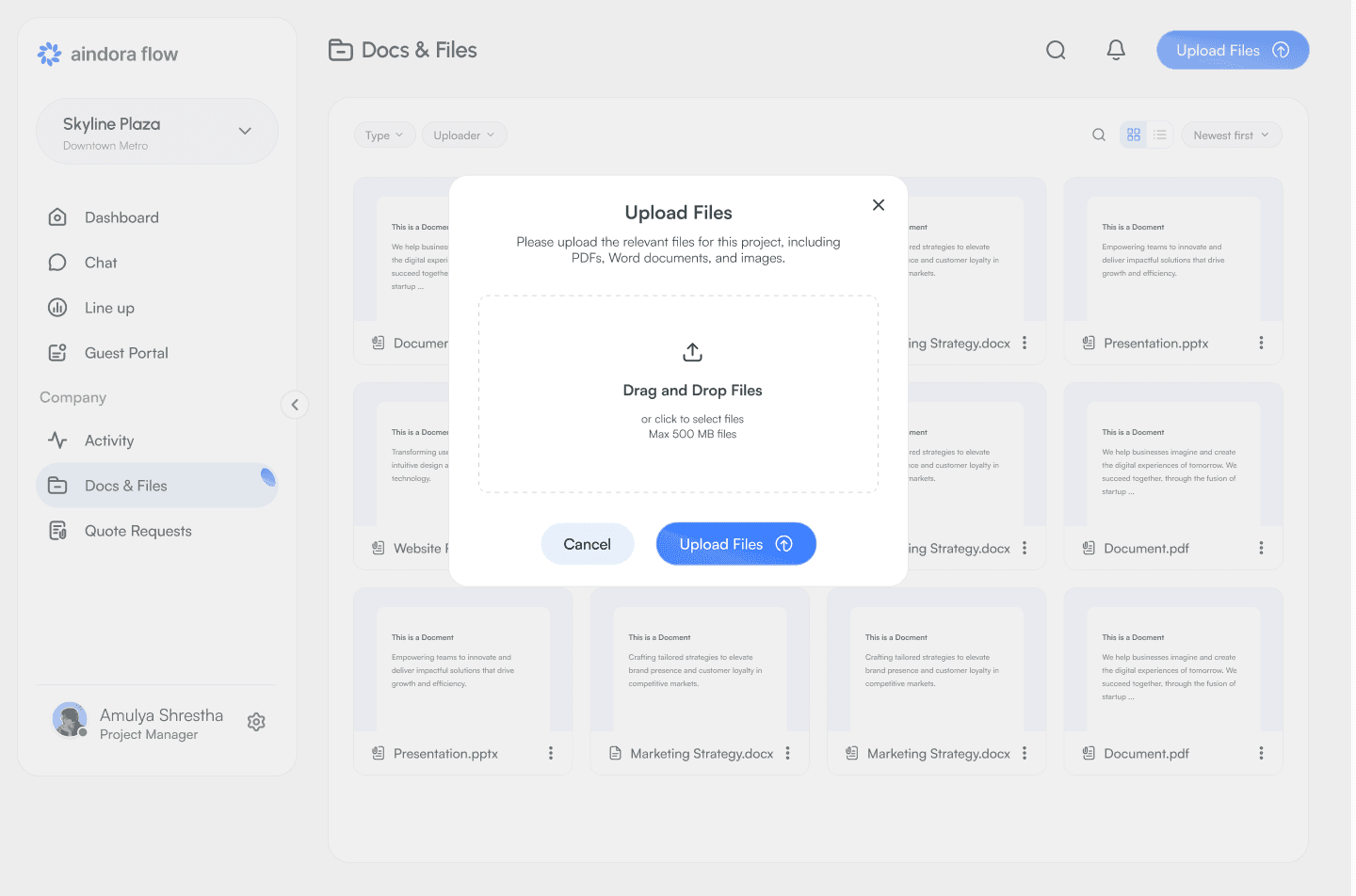 Drag-and-drop upload modal