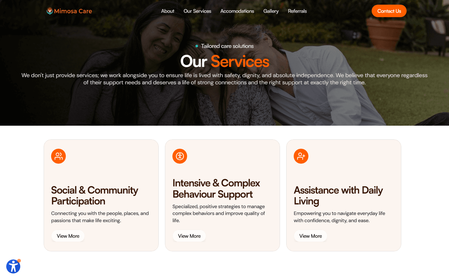 Service overview page