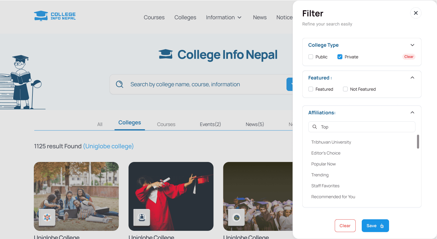 Search with scopes and filter drawer
