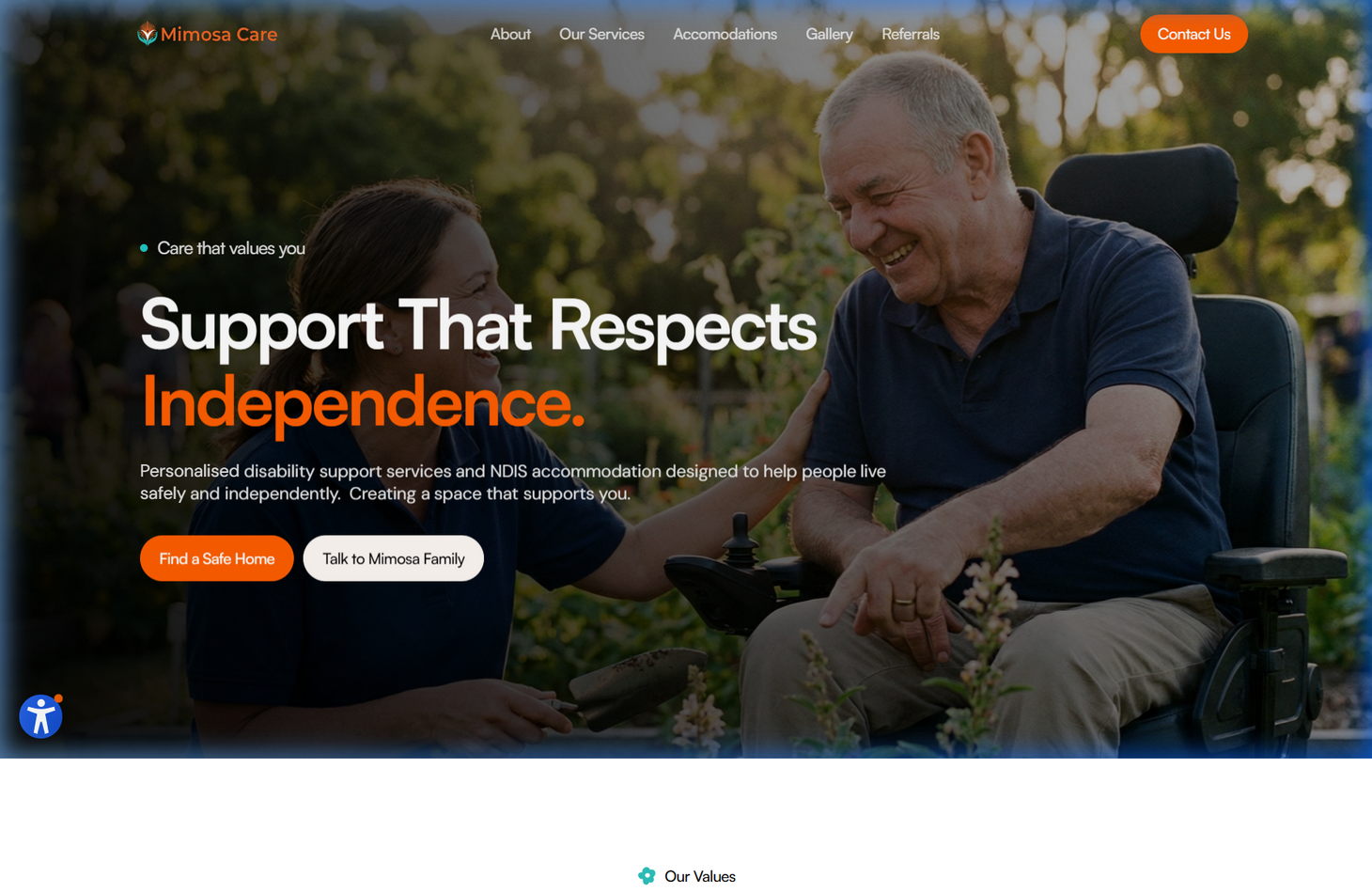 New MimosaCare homepage