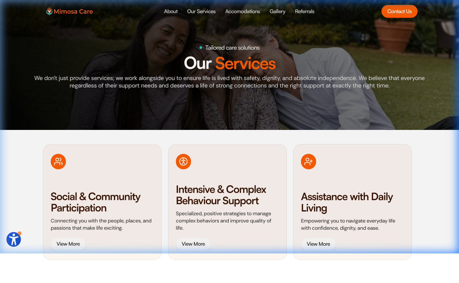 Service overview page